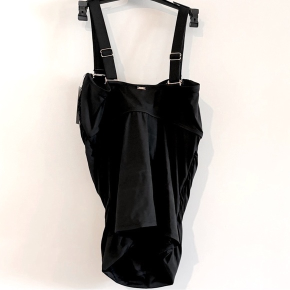 Anne Cole Women's Twist Front Underwire Shirred Tankini Swim Top Black Swimsuit - Picture 8 of 10